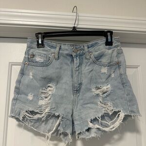 Amuse Society Light Blue Distressed Jean Shorts